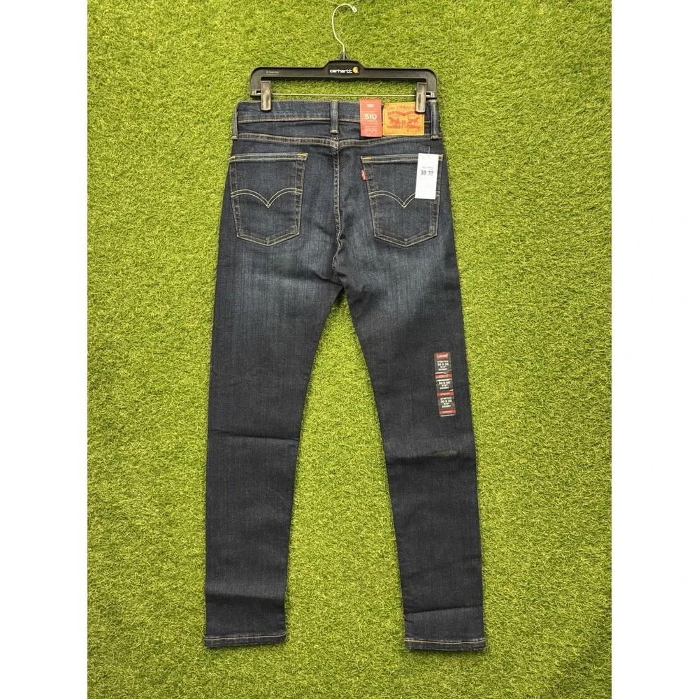 Levis 510 Jeans Mens 30x32 Blue Skinny Dark Wash Stretch Denim Preppy Casual NWT